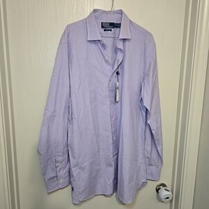$168 Polo Ralph Lauren Men's Custom-Fit Poplin Shirt, Purple,‎ L (16.5)